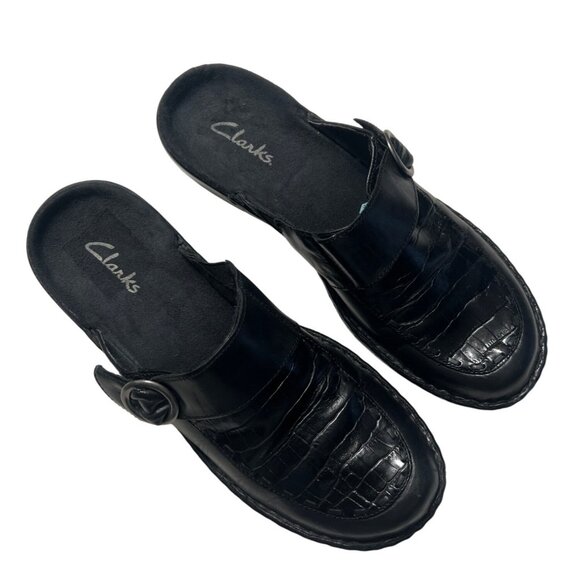 Clarks Womens Black Leather Slip-On Mules 8 - Picture 4 of 11